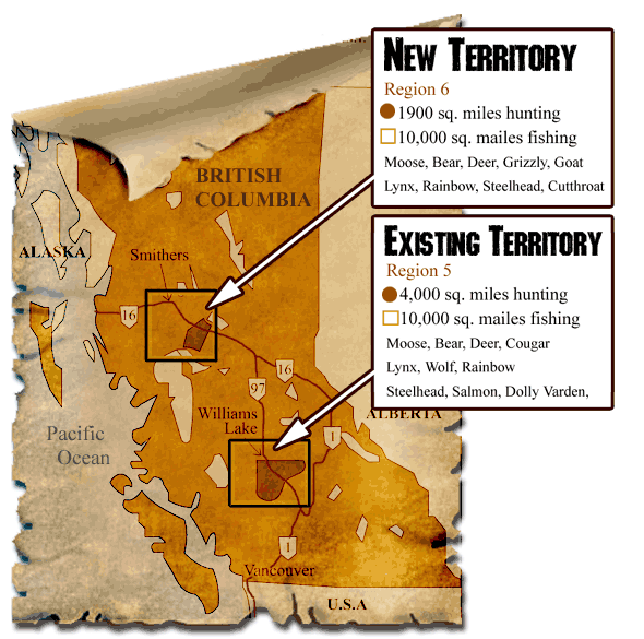 Map of our territories in British Columbia, Canada.